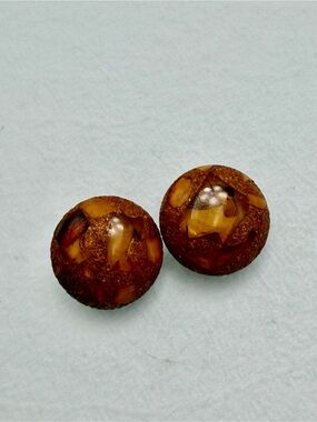 🐈‍⬛🐈‍⬛50%off DAVID GRAU Round Amber Mosaic clip Earrings